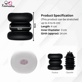 Product specs: 4cm length, 3-6cm diameter stretchable sleeve with 14cm girth